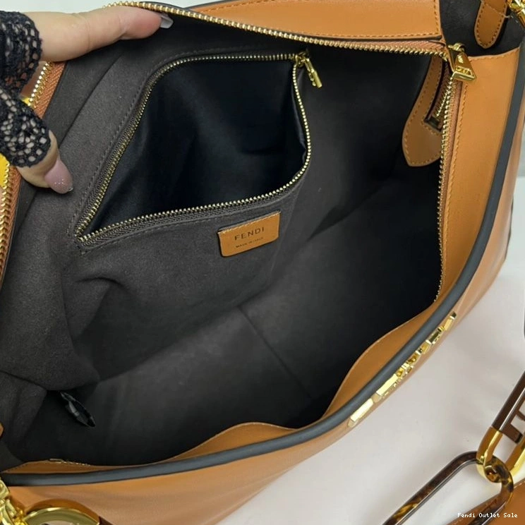 Affordable Bag O'Lock In Zip Fendi Shoulder Leather Calf Brown 0725